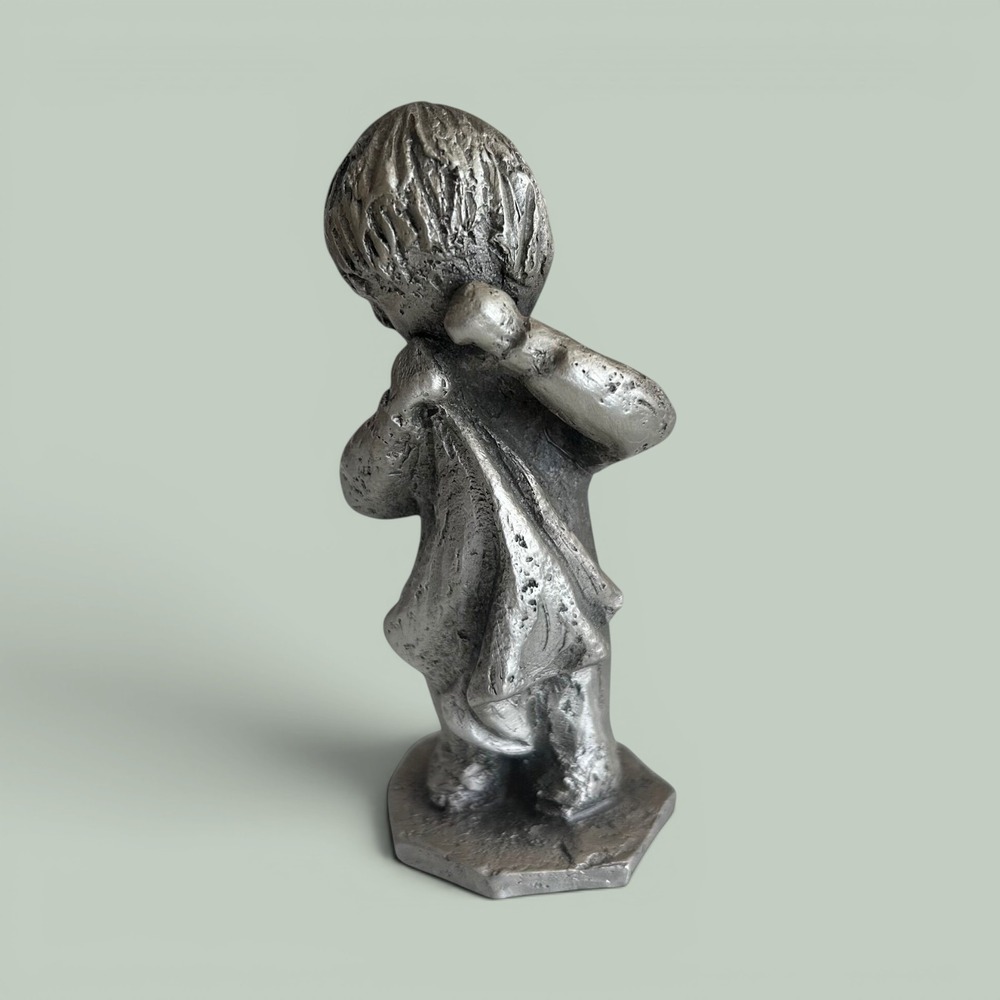 Hudson Pewter Night Night Boy Figurine Walli Ortman Made In USA Metallic 062